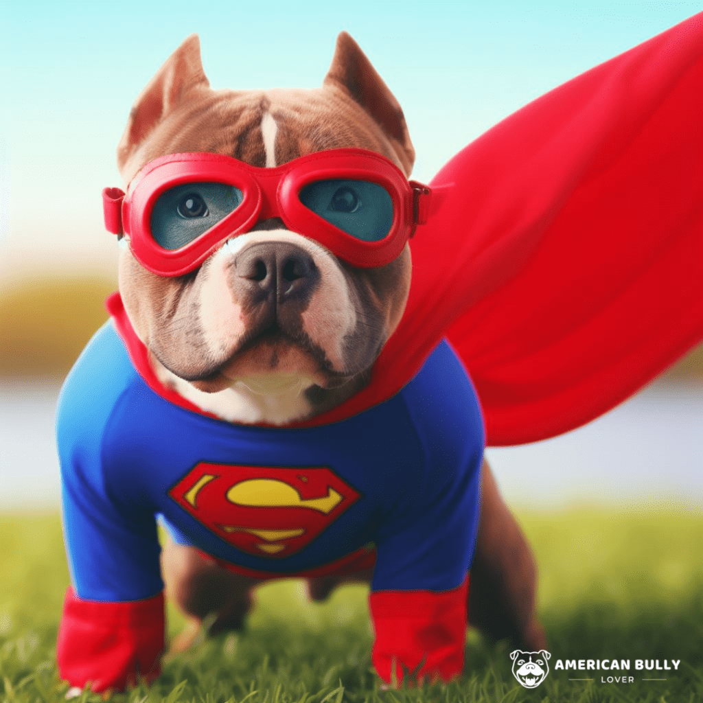 American Bully Superhero: A snapshot of your American Bully in their superhero costume, ready to save the day.