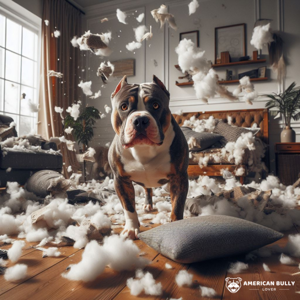 American Bully dog made a huge mess in the living room